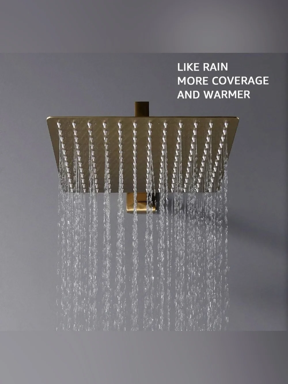 New Brushed Gold Square Rain Shower Set with Handheld